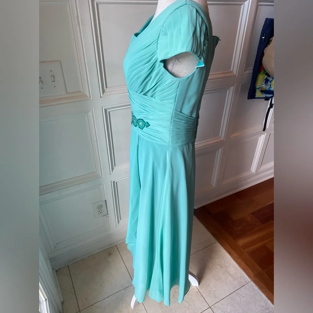❌SOLD❌IZIDRESS TURQUOISE MEDIUM 10 TULIP SKIRT SEQUIN EVENING DRESS PROM - Picture 4 of 6
